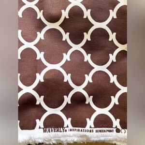 Waverly Inspirations Fabric Brown White Cotton Lattice Sewing Crafts 54”X110.75”